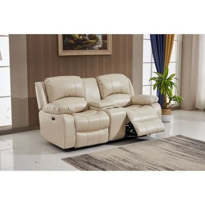 Ensemble de salon 3 pièces Betsy Furniture en cuir reconstitué avec fauteuil inclinable électrique, comprenant canapé, causeuse et fauteuil.