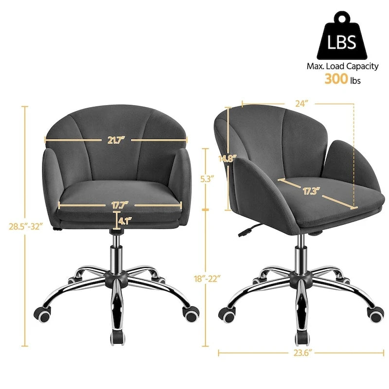 Chaise de bureau pivotante et roulante moderne Yaheetech, idéale pour le maquillage et le bureau à domicile.