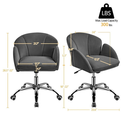 Chaise de bureau pivotante et roulante moderne Yaheetech, idéale pour le maquillage et le bureau à domicile.