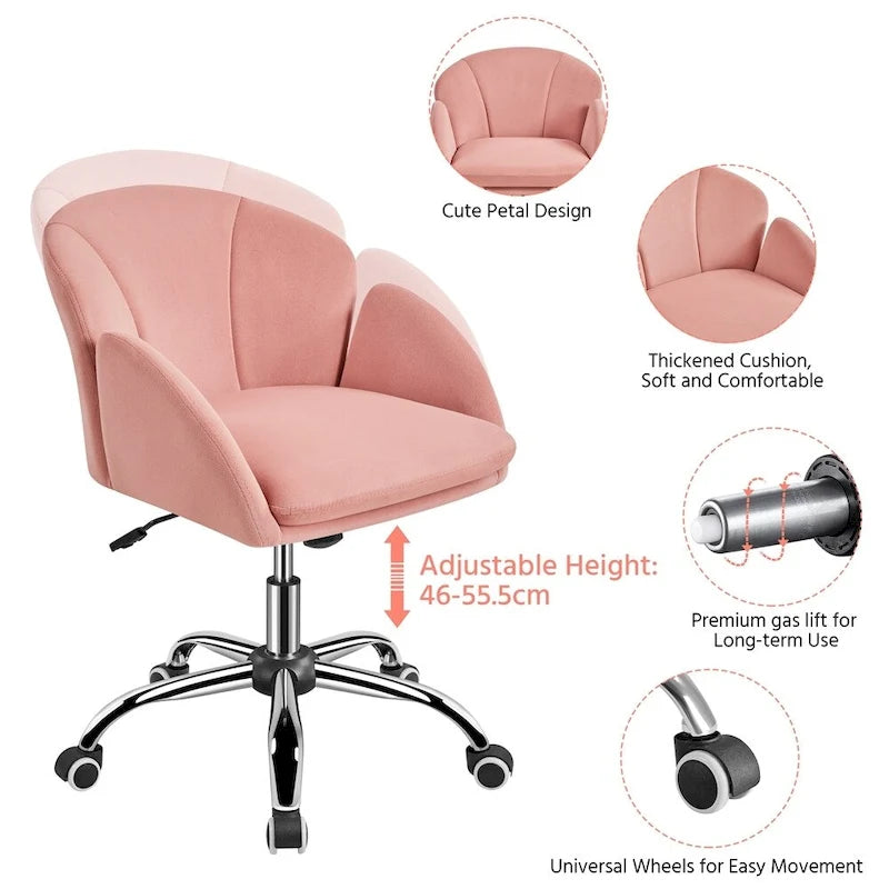 Chaise de bureau pivotante et roulante moderne Yaheetech, idéale pour le maquillage et le bureau à domicile.
