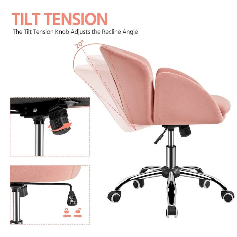 Chaise de bureau pivotante et roulante moderne Yaheetech, idéale pour le maquillage et le bureau à domicile.