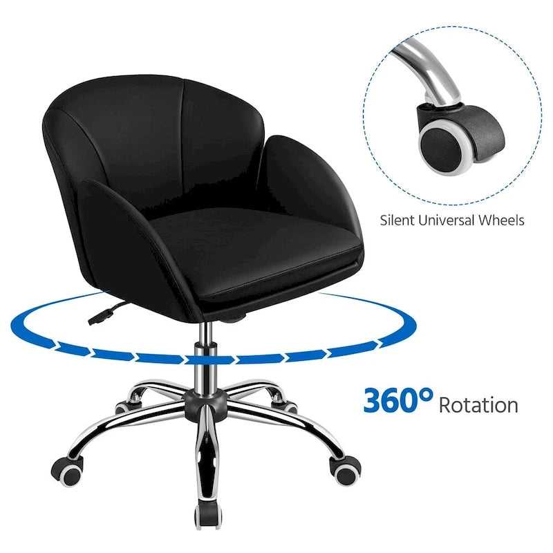 Chaise de bureau pivotante et roulante moderne Yaheetech, idéale pour le maquillage et le bureau à domicile.