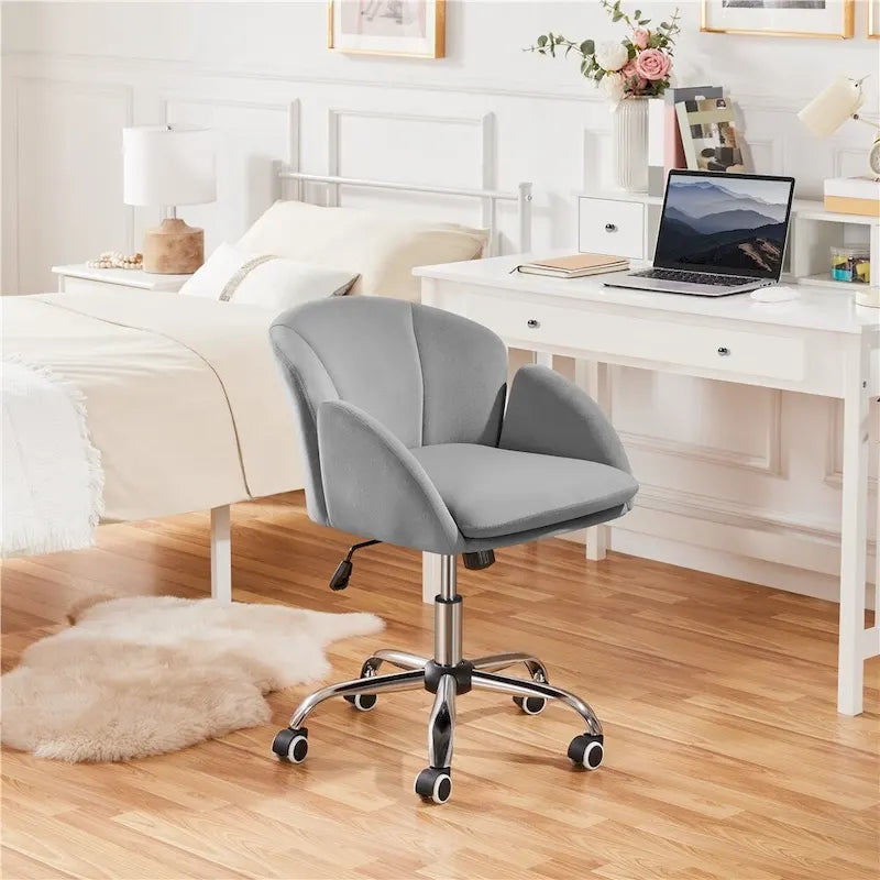 Chaise de bureau pivotante et roulante moderne Yaheetech, idéale pour le maquillage et le bureau à domicile.