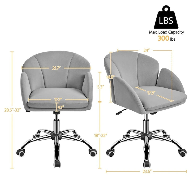 Chaise de bureau pivotante et roulante moderne Yaheetech, idéale pour le maquillage et le bureau à domicile.