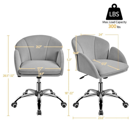 Chaise de bureau pivotante et roulante moderne Yaheetech, idéale pour le maquillage et le bureau à domicile.