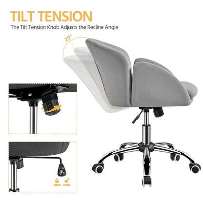Chaise de bureau pivotante et roulante moderne Yaheetech, idéale pour le maquillage et le bureau à domicile.