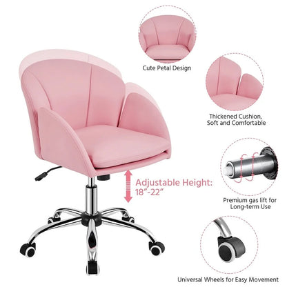 Chaise de bureau pivotante et roulante moderne Yaheetech, idéale pour le maquillage et le bureau à domicile.