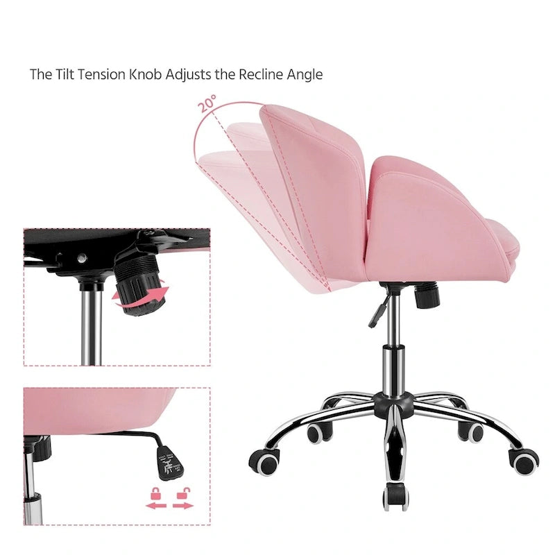 Chaise de bureau pivotante et roulante moderne Yaheetech, idéale pour le maquillage et le bureau à domicile.