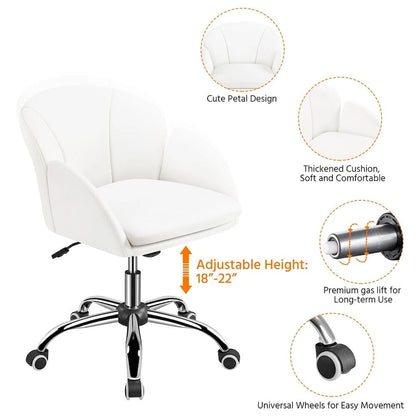 Chaise de bureau pivotante et roulante moderne Yaheetech, idéale pour le maquillage et le bureau à domicile.