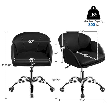 Chaise de bureau pivotante et roulante moderne Yaheetech, idéale pour le maquillage et le bureau à domicile.