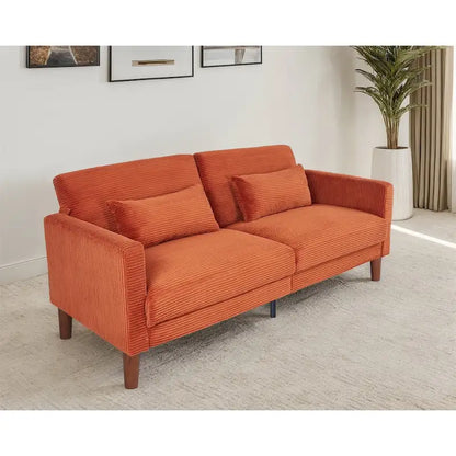 Canapé deux places en velours côtelé avec 2 coussins pour salon et chambre