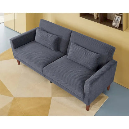 Canapé deux places en velours côtelé avec 2 coussins pour salon et chambre