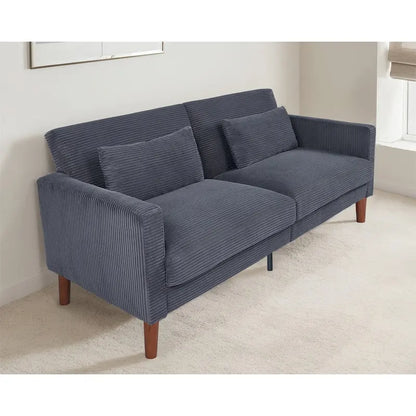 Canapé deux places en velours côtelé avec 2 coussins pour salon et chambre