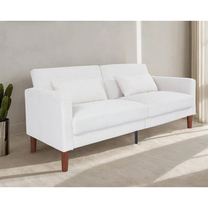 Canapé deux places en velours côtelé avec 2 coussins pour salon et chambre