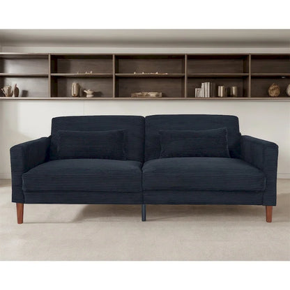 Canapé deux places en velours côtelé avec 2 coussins pour salon et chambre