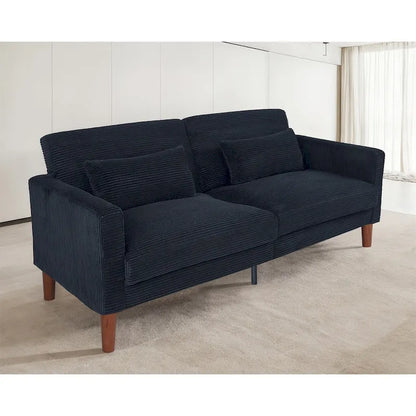 Canapé deux places en velours côtelé avec 2 coussins pour salon et chambre