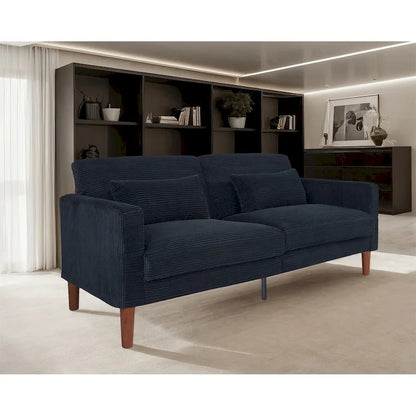 Canapé deux places en velours côtelé avec 2 coussins pour salon et chambre