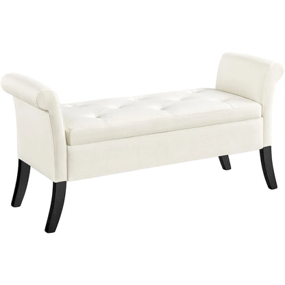 Banc de rangement Yaheetech moderne en tissu capitonné avec pouf rembourré
