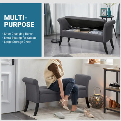 Banc de rangement Yaheetech moderne en tissu capitonné avec pouf rembourré