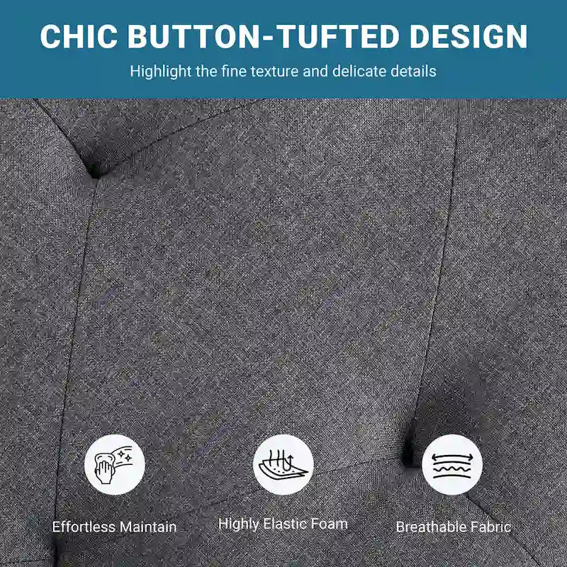 Banc de rangement Yaheetech moderne en tissu capitonné avec pouf rembourré