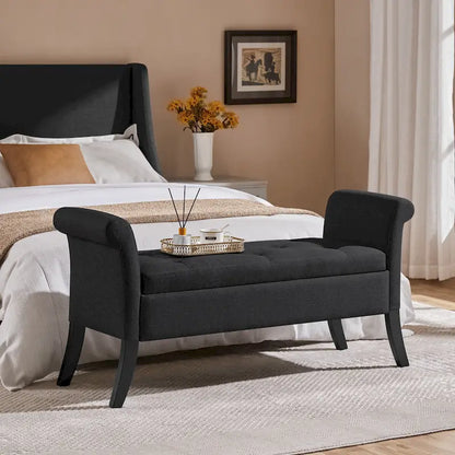 Banc de rangement Yaheetech moderne en tissu capitonné avec pouf rembourré