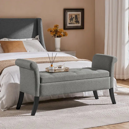 Banc de rangement Yaheetech moderne en tissu capitonné avec pouf rembourré