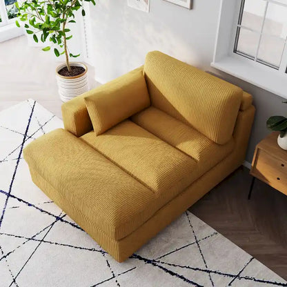 Canapé d'angle modulaire surdimensionné en velours côtelé avec coussin