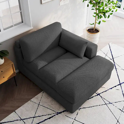 Canapé d'angle modulaire surdimensionné en velours côtelé avec coussin