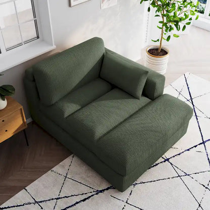 Canapé d'angle modulaire surdimensionné en velours côtelé avec coussin