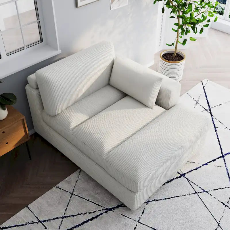 Canapé d'angle modulaire surdimensionné en velours côtelé avec coussin