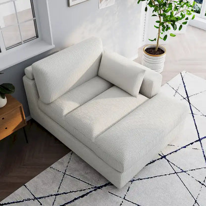 Canapé d'angle modulaire surdimensionné en velours côtelé avec coussin
