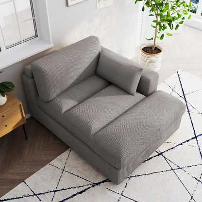 Canapé d'angle modulaire surdimensionné en velours côtelé avec coussin