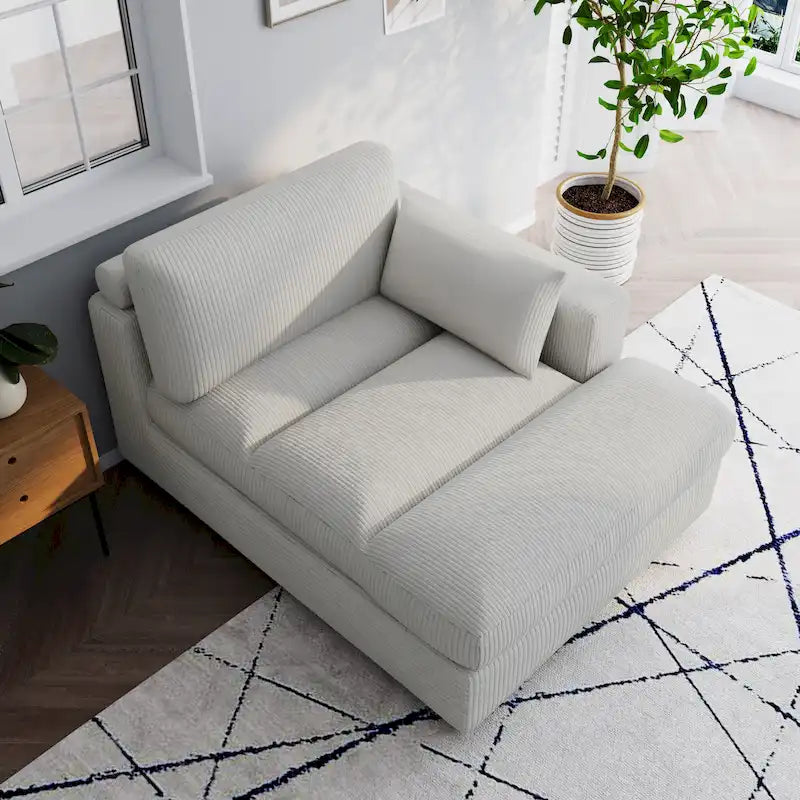 Canapé d'angle modulaire surdimensionné en velours côtelé avec coussin