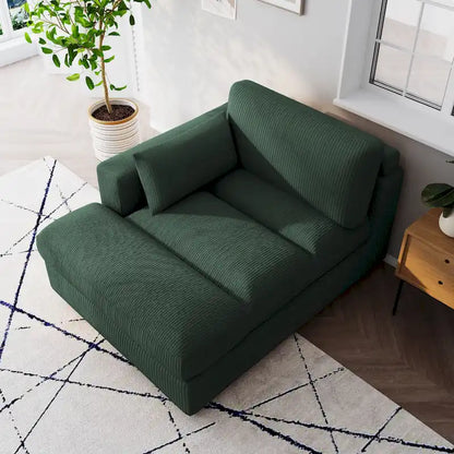 Canapé d'angle modulaire surdimensionné en velours côtelé avec coussin