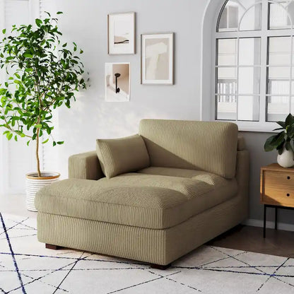 Canapé d'angle modulaire surdimensionné en velours côtelé avec coussin