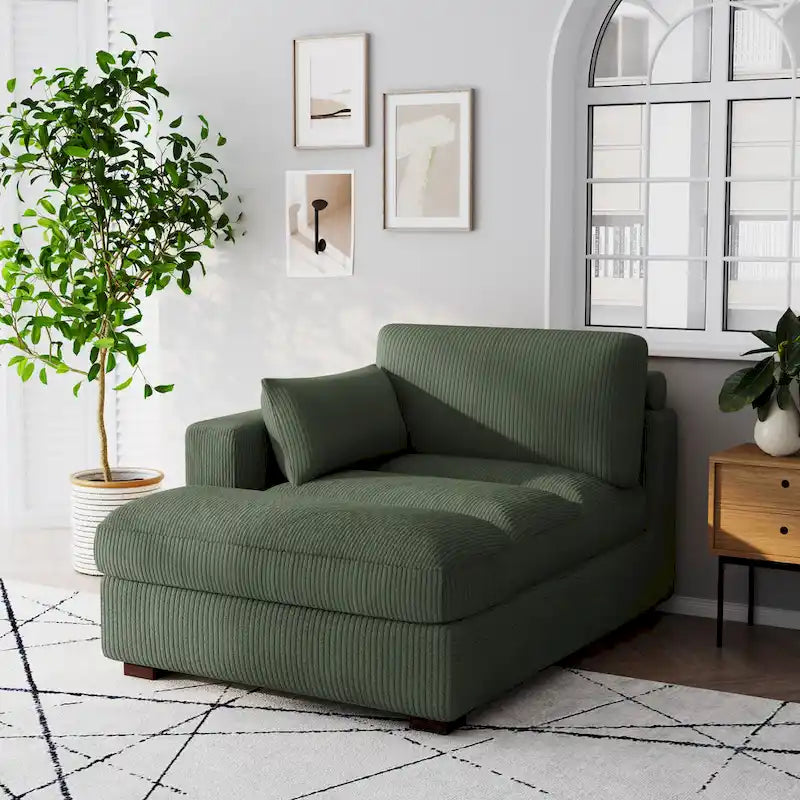 Canapé d'angle modulaire surdimensionné en velours côtelé avec coussin