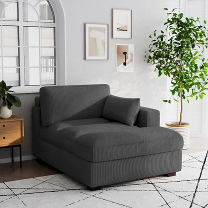 Canapé d'angle modulaire surdimensionné en velours côtelé avec coussin