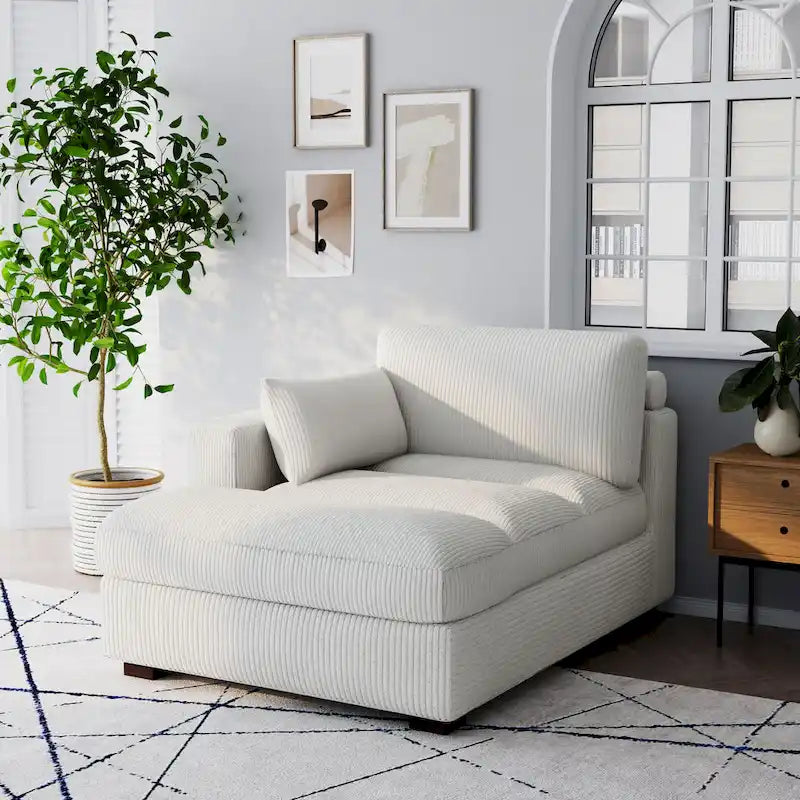 Canapé d'angle modulaire surdimensionné en velours côtelé avec coussin