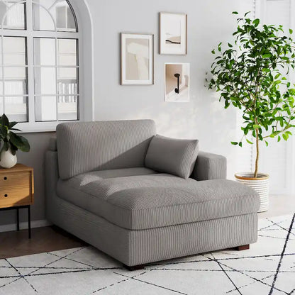 Canapé d'angle modulaire surdimensionné en velours côtelé avec coussin