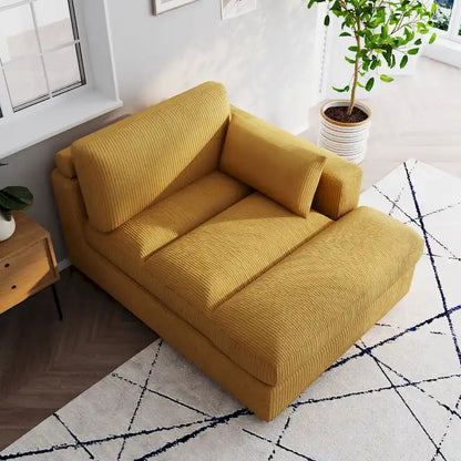 Canapé d'angle modulaire surdimensionné en velours côtelé avec coussin