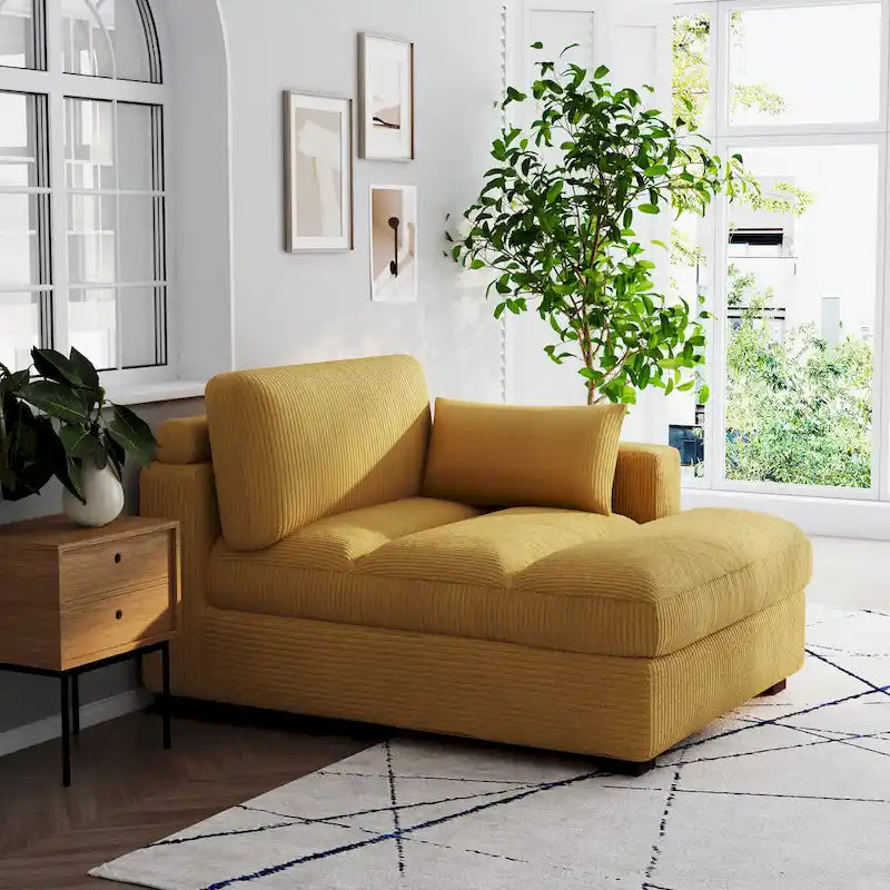 Canapé d'angle modulaire surdimensionné en velours côtelé avec coussin