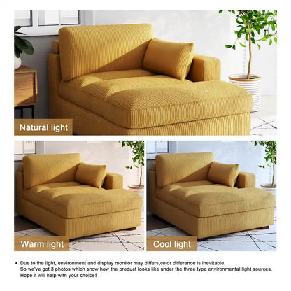 Canapé d'angle modulaire surdimensionné en velours côtelé avec coussin