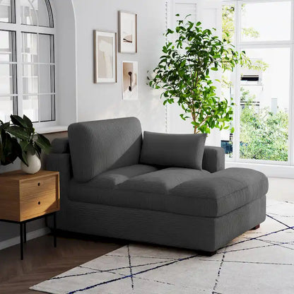 Canapé d'angle modulaire surdimensionné en velours côtelé avec coussin
