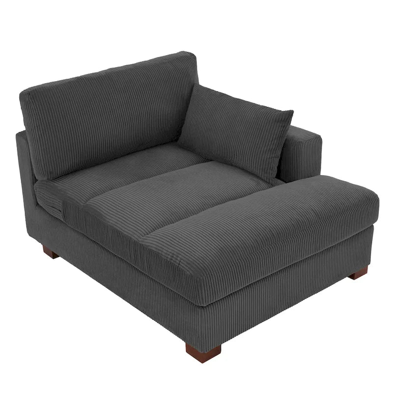 Canapé d'angle modulaire surdimensionné en velours côtelé avec coussin
