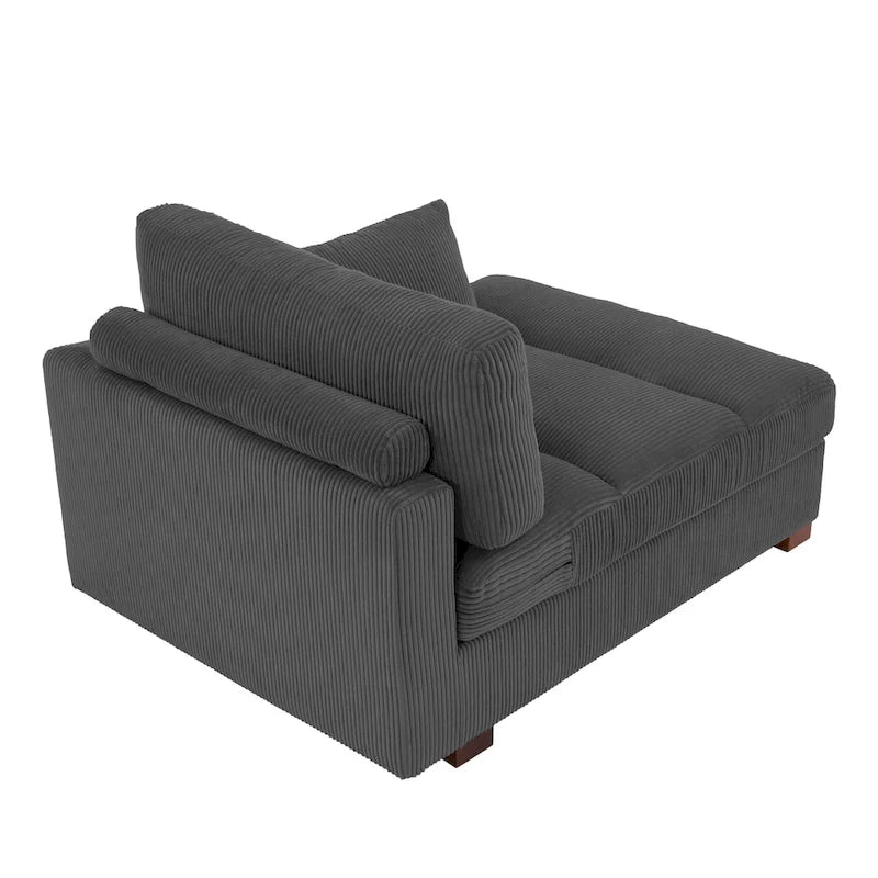 Canapé d'angle modulaire surdimensionné en velours côtelé avec coussin