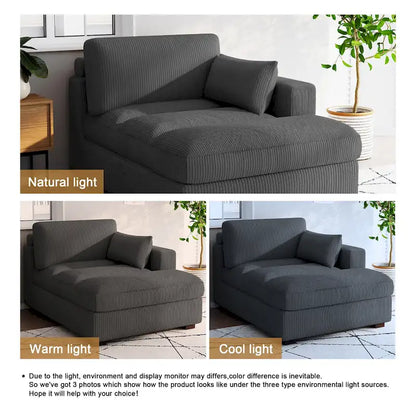 Canapé d'angle modulaire surdimensionné en velours côtelé avec coussin