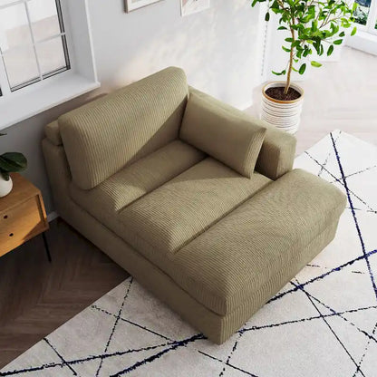 Canapé d'angle modulaire surdimensionné en velours côtelé avec coussin
