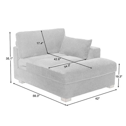 Canapé d'angle modulaire surdimensionné en velours côtelé avec coussin