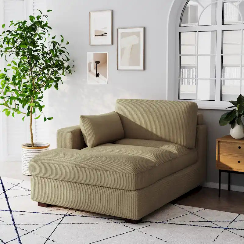 Canapé d'angle modulaire surdimensionné en velours côtelé avec coussin