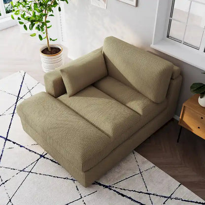 Canapé d'angle modulaire surdimensionné en velours côtelé avec coussin